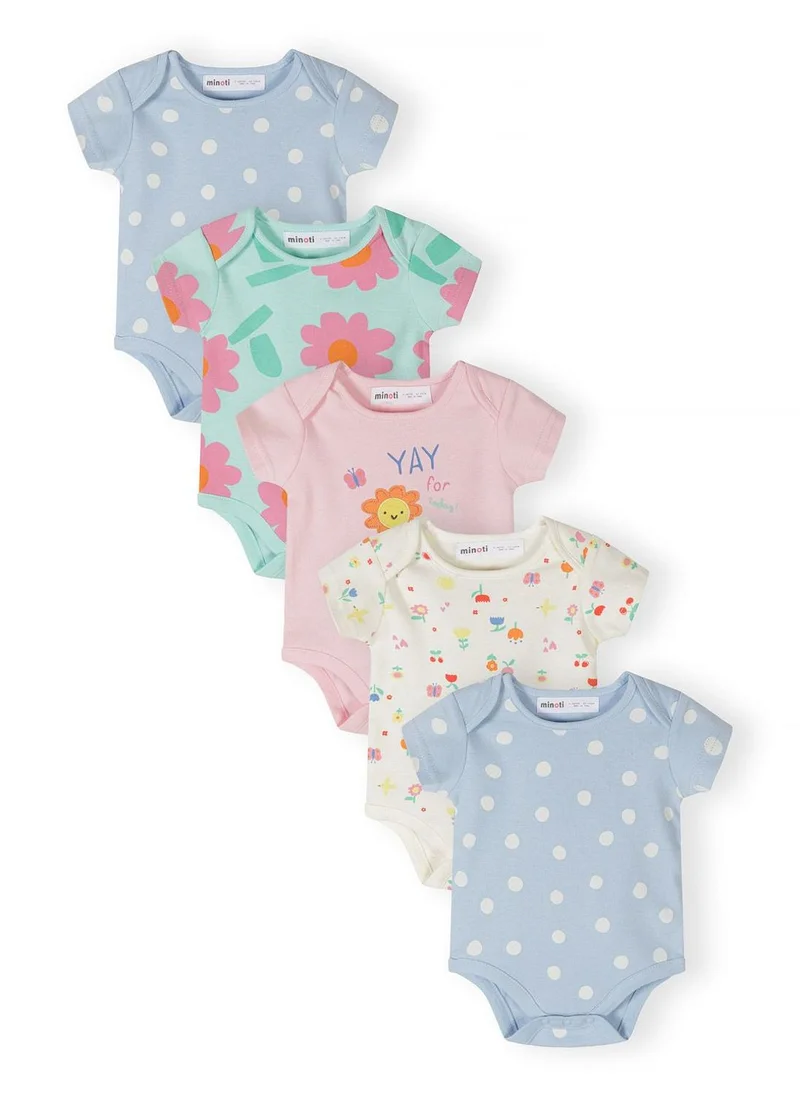 مينوتي Girls short sleeve bodysuits 5-pack spot and floral 0-24 months